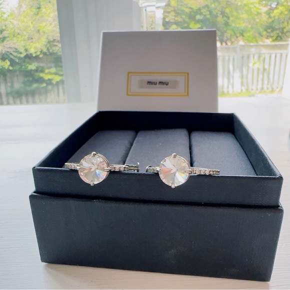 Miu Miu Hoop Earrings Crystal in silver tone - Picture 6 of 6